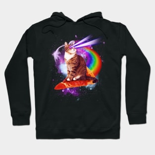 Cat in Space Riding Pizza Hoodie